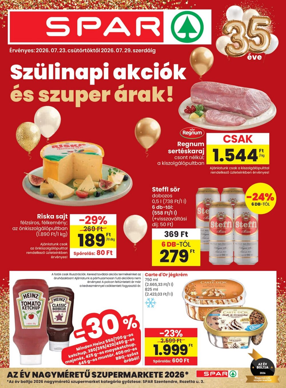 Spar akciós újság 2026.07.23-tól - 1. oldal.