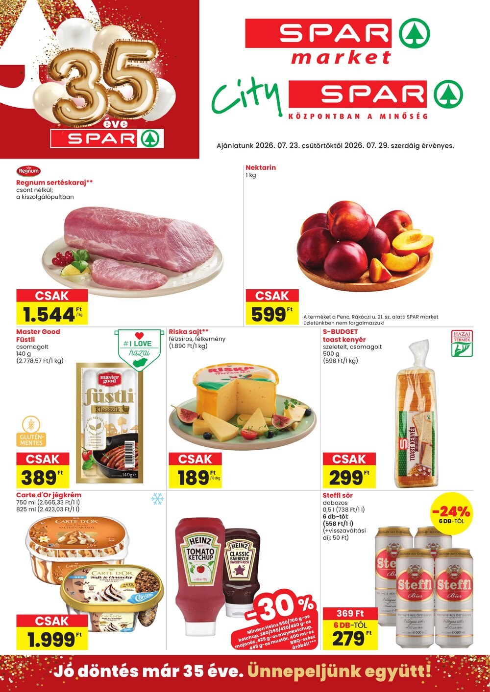 Spar Market akciós újság 2026.07.23-tól - 1. oldal.