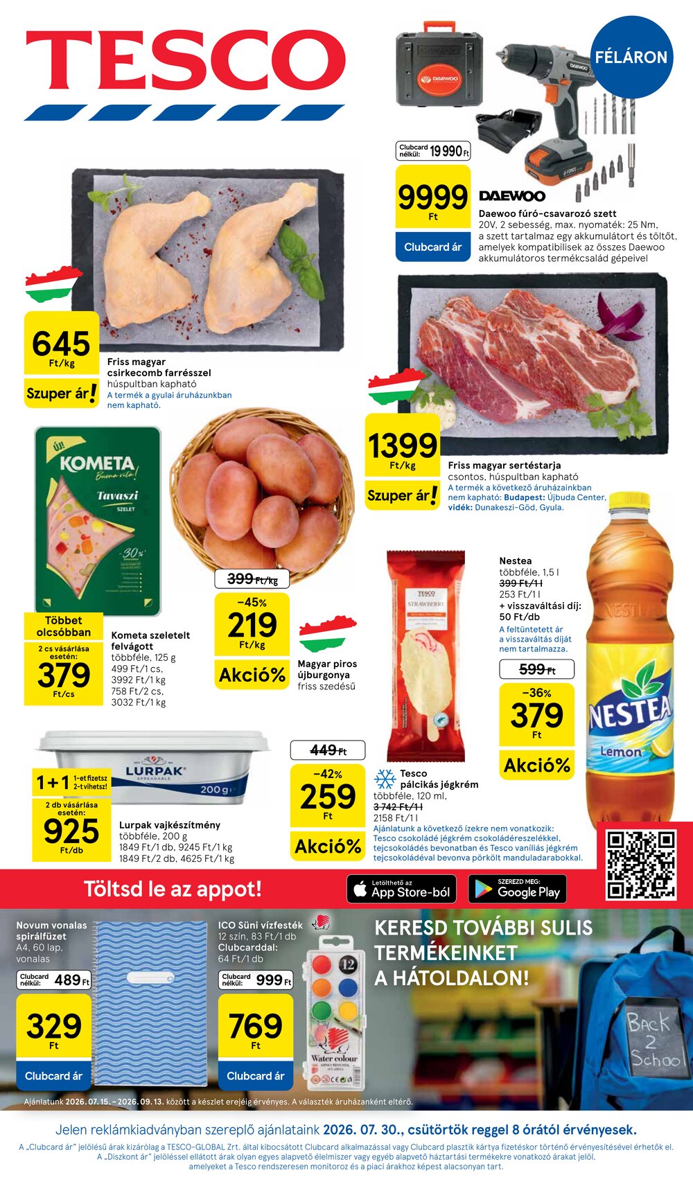 Tesco akciós újság 2026.07.30-tól - 1. oldal.