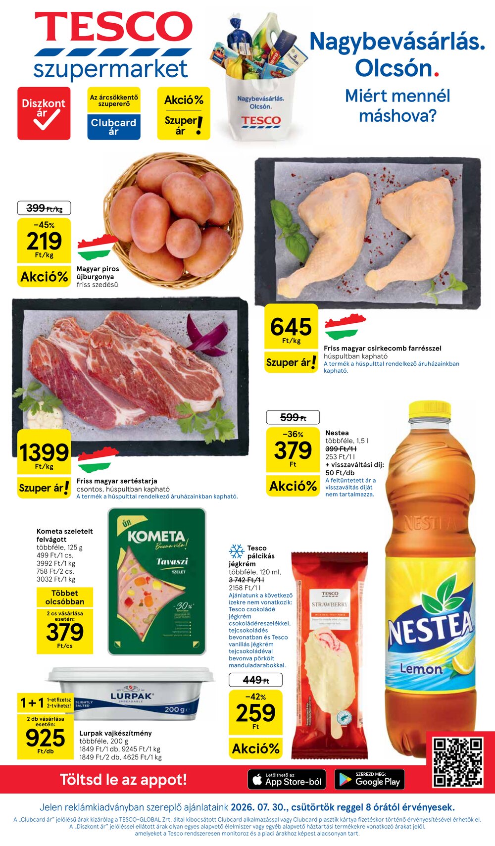 Tesco akciós újság 2026.07.30-tól - 1. oldal.