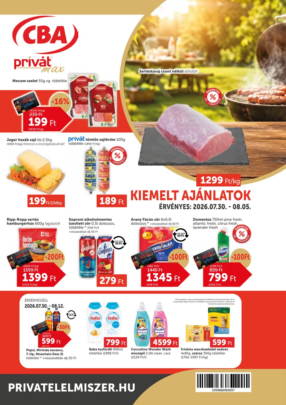 Privát akciós újság 2026.07.30-tól - 1. oldal.