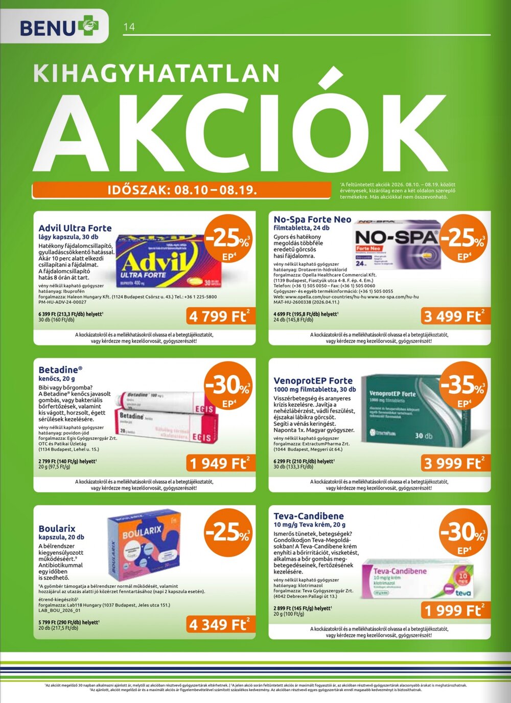 BENU Gyógyszertárak akciós újság 2026.08.01-től - 14. oldal.