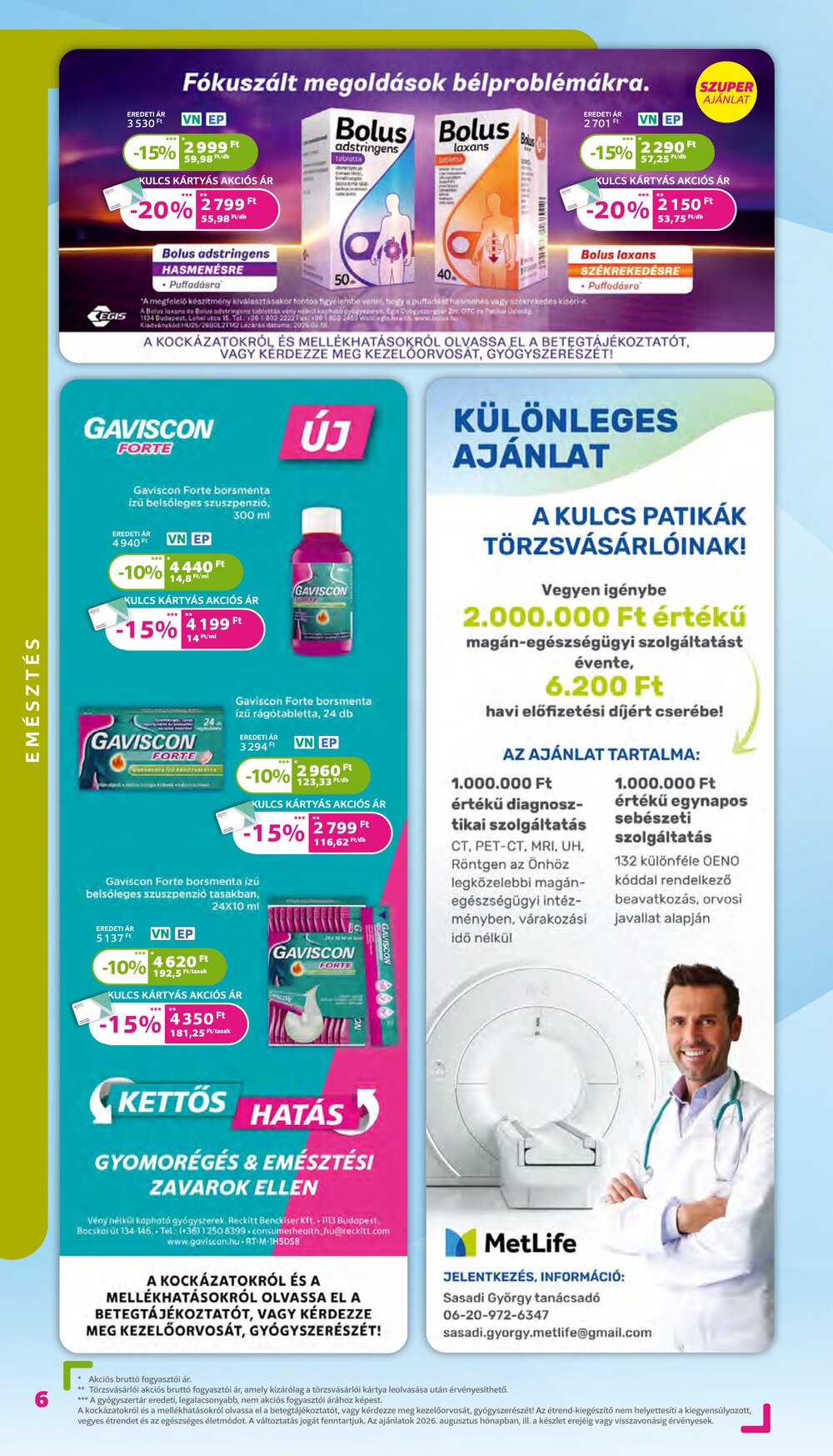 Kulcs Patika akciós újság 2026.08.01-től - 6. oldal.