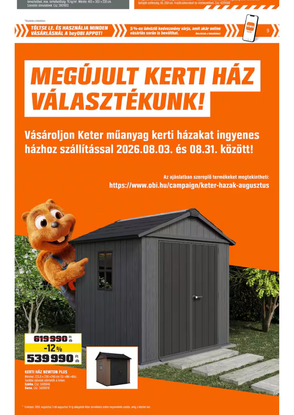 OBI akciós újság 2026.08.04-től - 9. oldal.