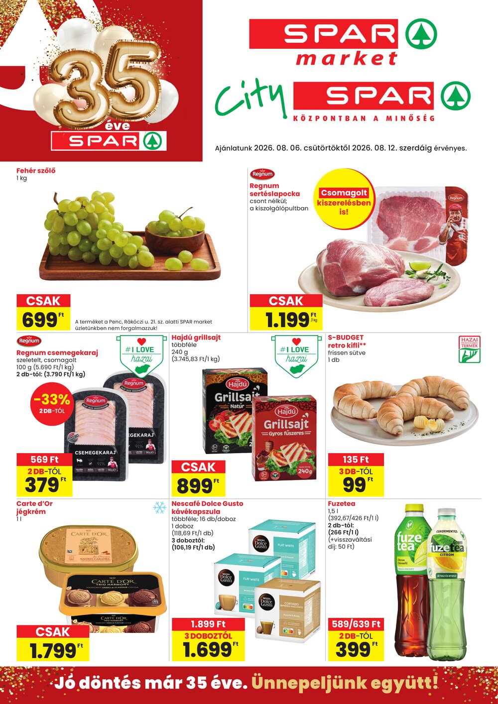 Spar Market akciós újság 2026.08.06-tól - 1. oldal.