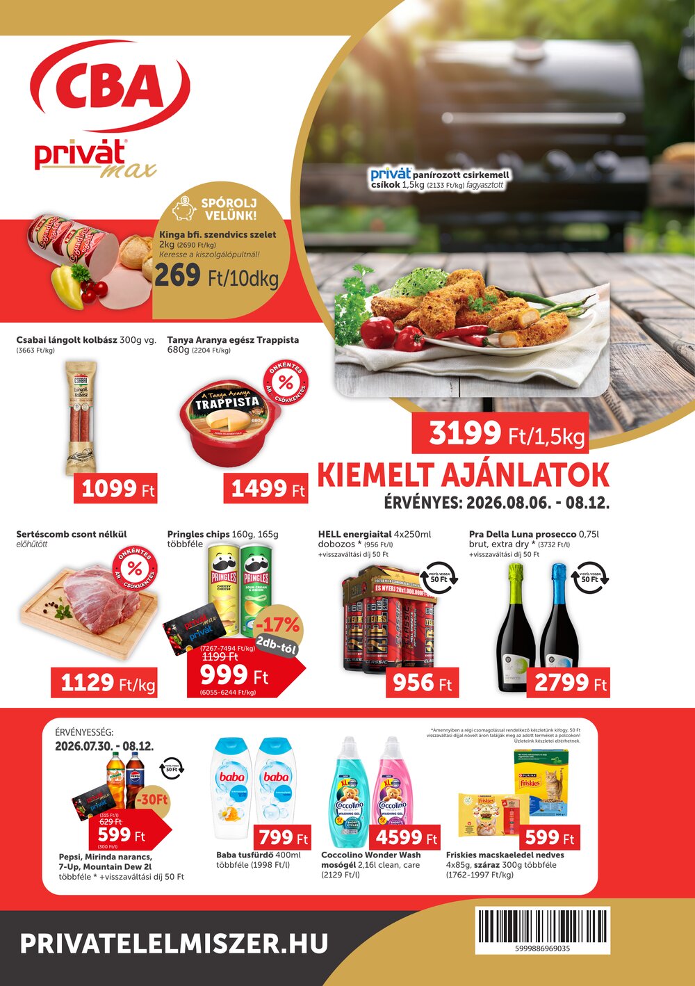 Privát akciós újság 2026.08.06-tól - 1. oldal.