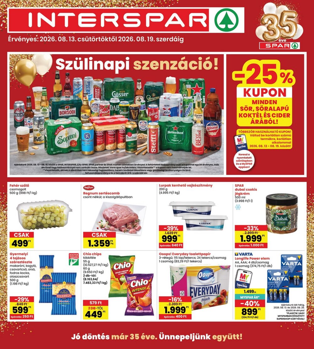 Interspar akciós újság 2026.08.13-tól - 1. oldal.