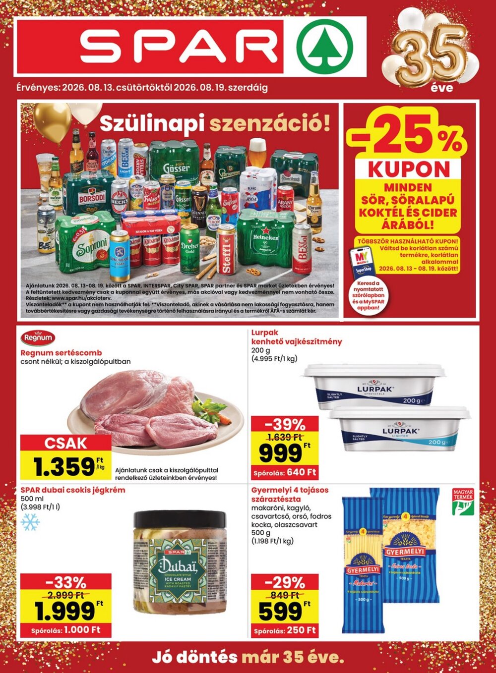 Spar akciós újság 2026.08.13-tól - 1. oldal.