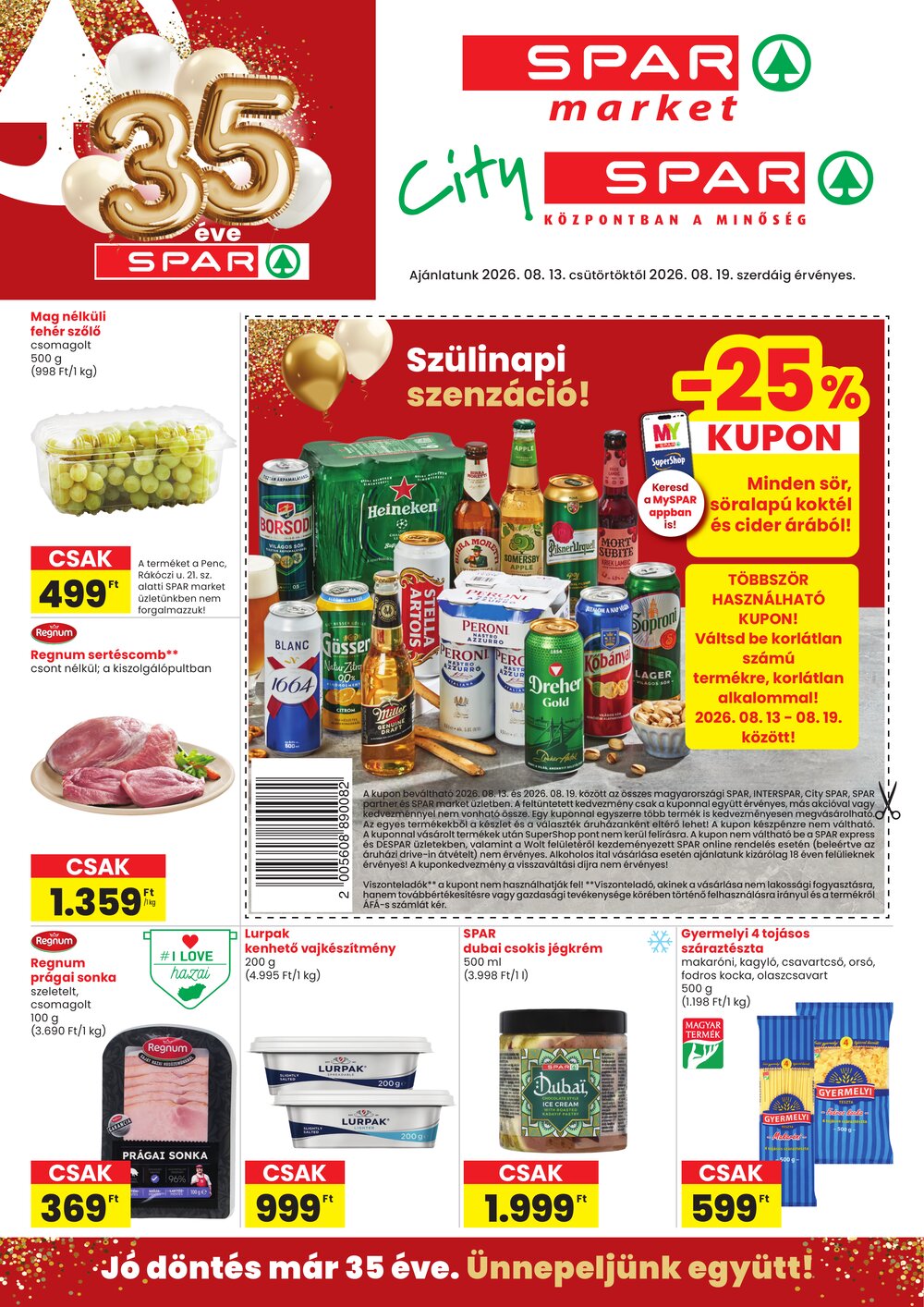 Spar Market akciós újság 2026.08.13-tól - 1. oldal.
