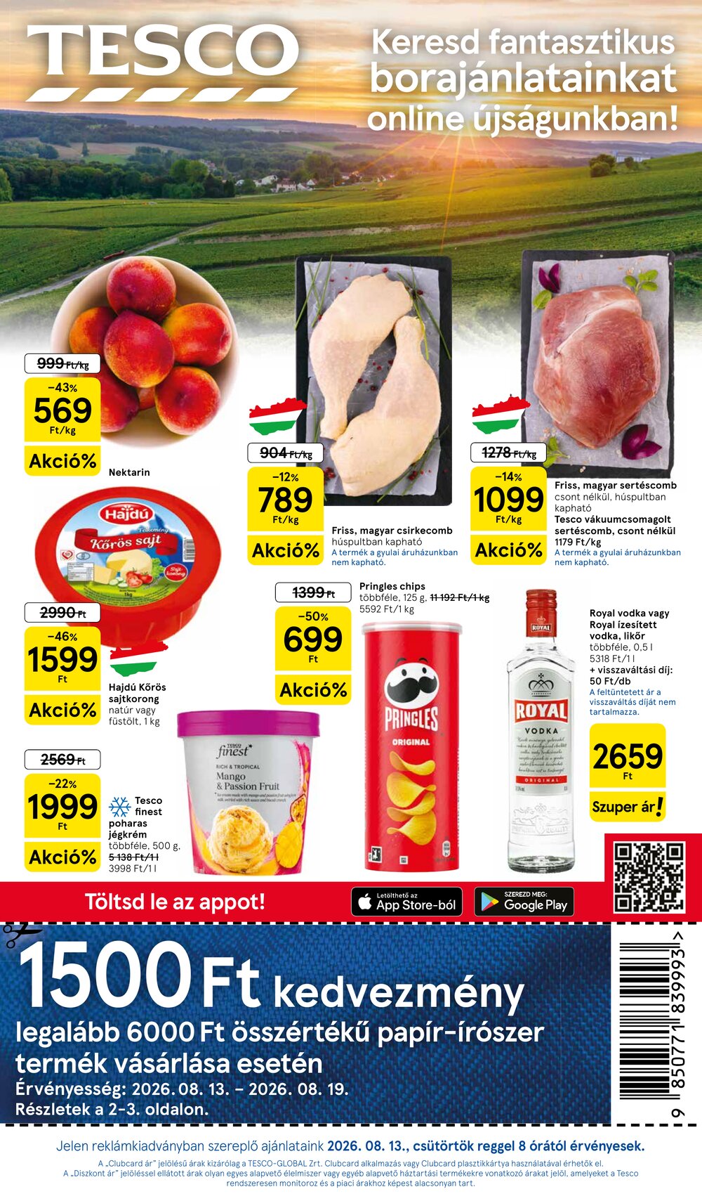 Tesco akciós újság 2026.08.13-tól - 1. oldal.