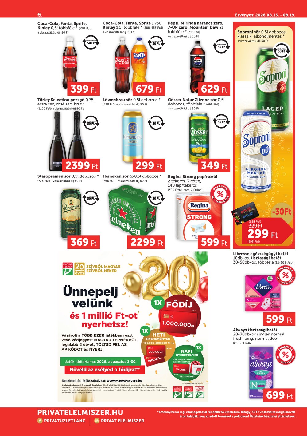 Privát akciós újság 2026.08.13-tól - 6. oldal.