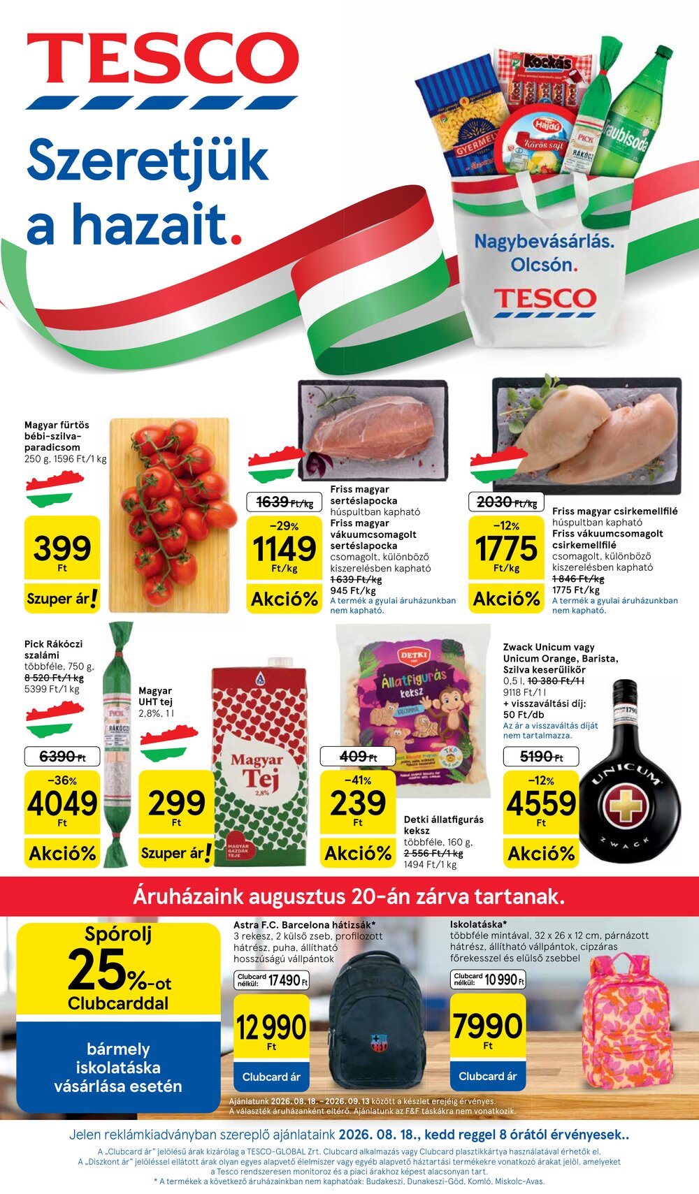 Tesco akciós újság 2026.08.18-tól - 1. oldal.