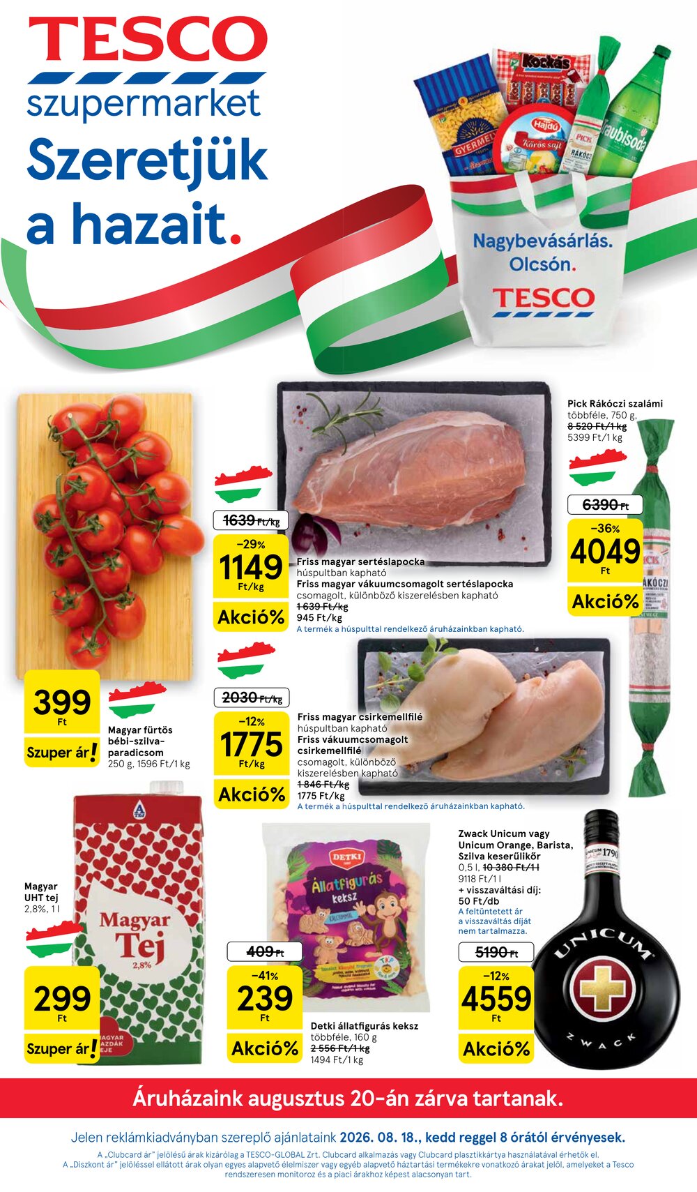 Tesco akciós újság 2026.08.18-tól - 1. oldal.
