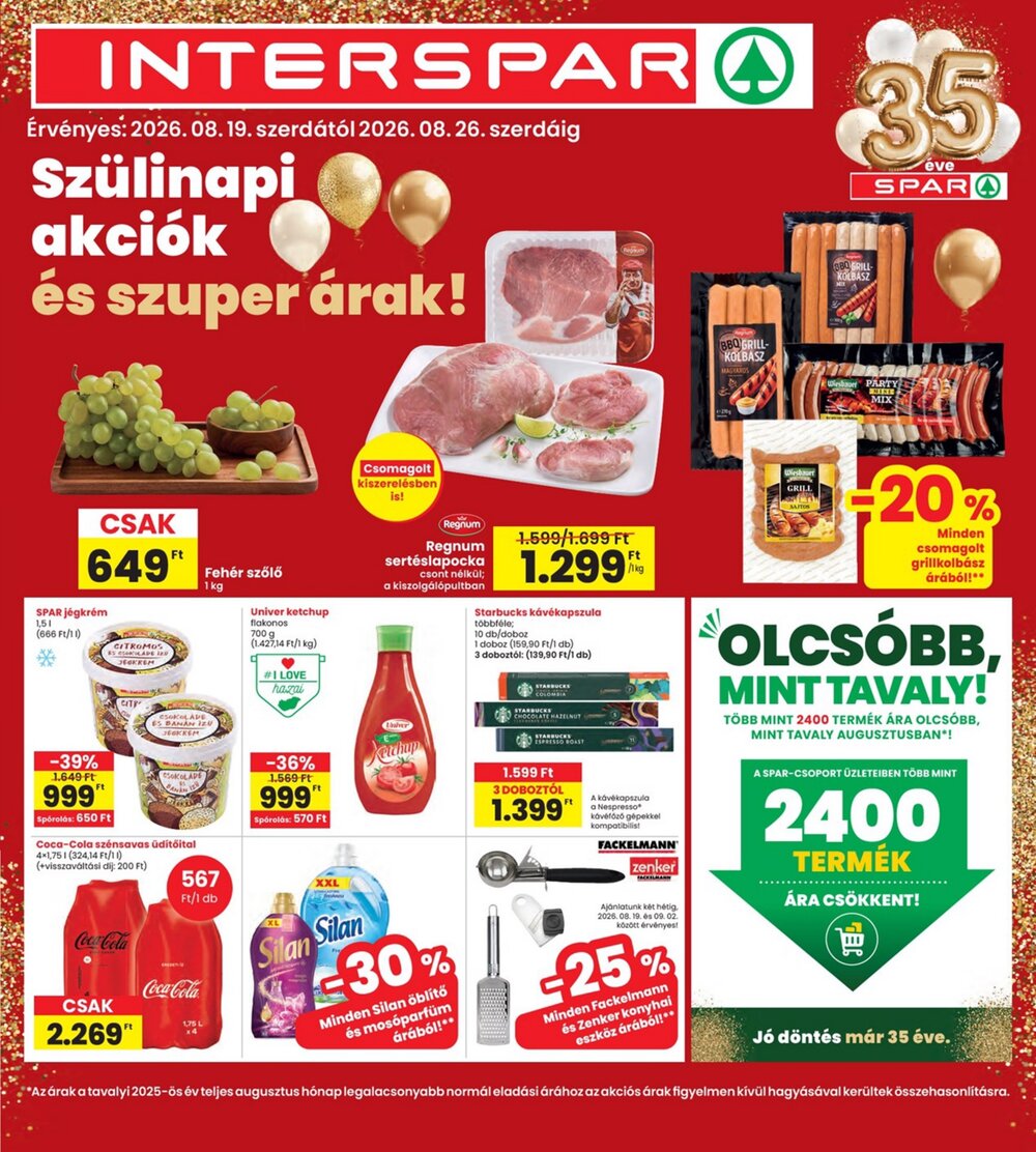 Interspar akciós újság 2026.08.19-től - 1. oldal.