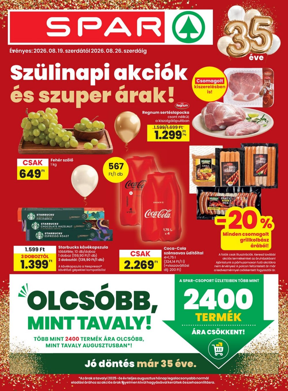 Spar akciós újság 2026.08.19-től - 1. oldal.