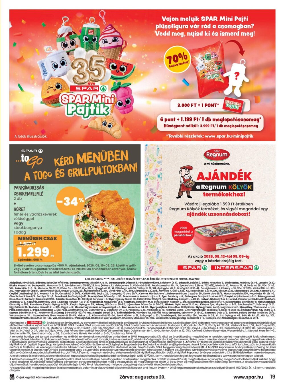 Spar akciós újság 2026.08.19-től - 19. oldal.