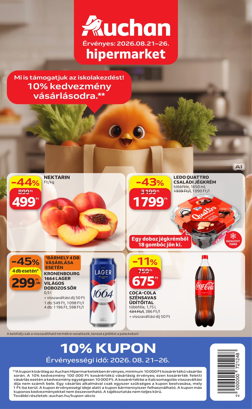 Auchan akciós újság 2026.08.21-től - 1. oldal.