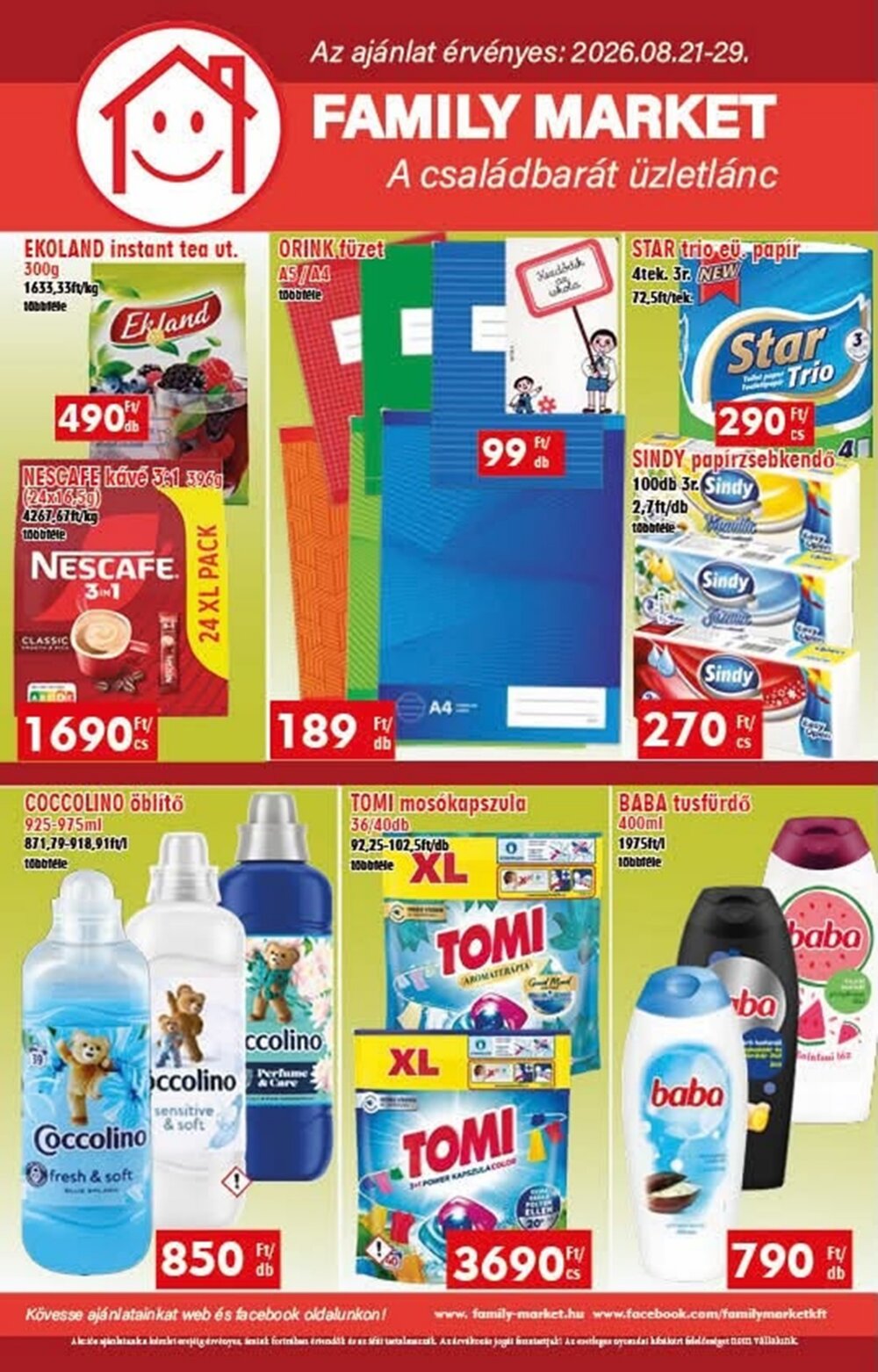 Family Market akciós újság 2026.08.21-től - 1. oldal.