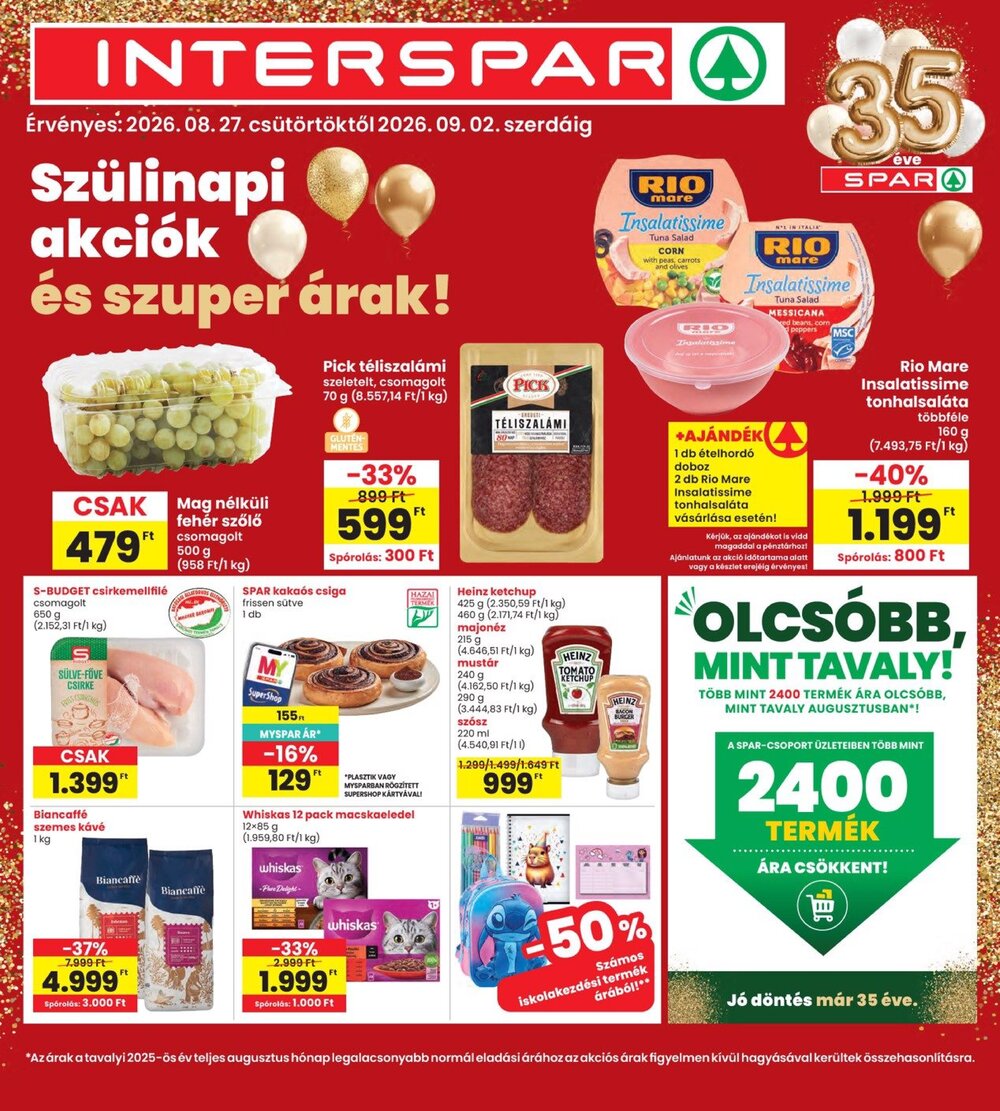 Interspar akciós újság 2026.08.27-től - 1. oldal.