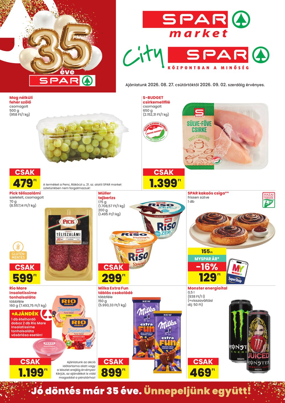 Spar Market akciós újság 2026.08.27-től - 1. oldal.