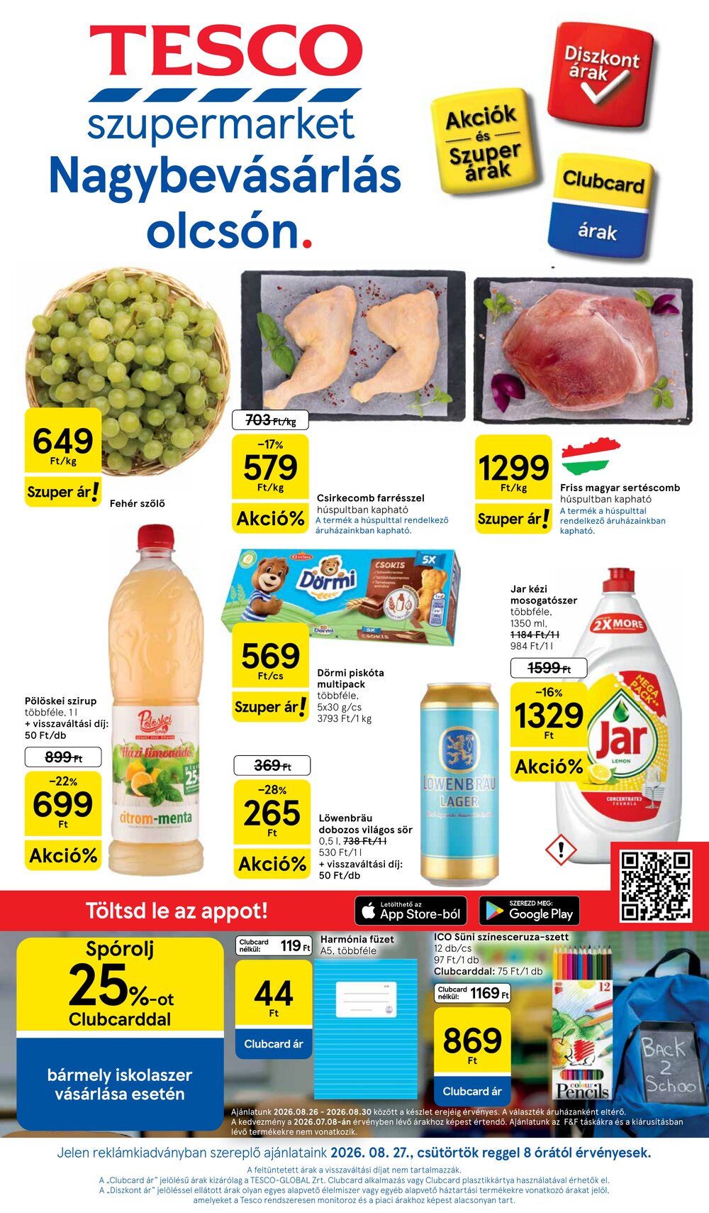 Tesco akciós újság 2026.08.27-től - 1. oldal.