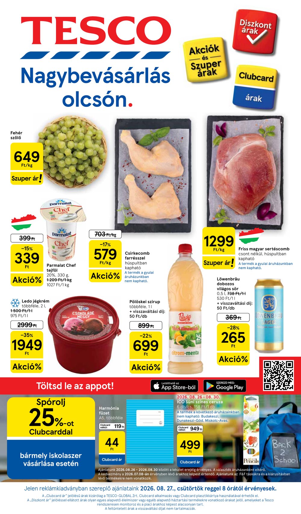 Tesco akciós újság 2026.08.27-től - 1. oldal.