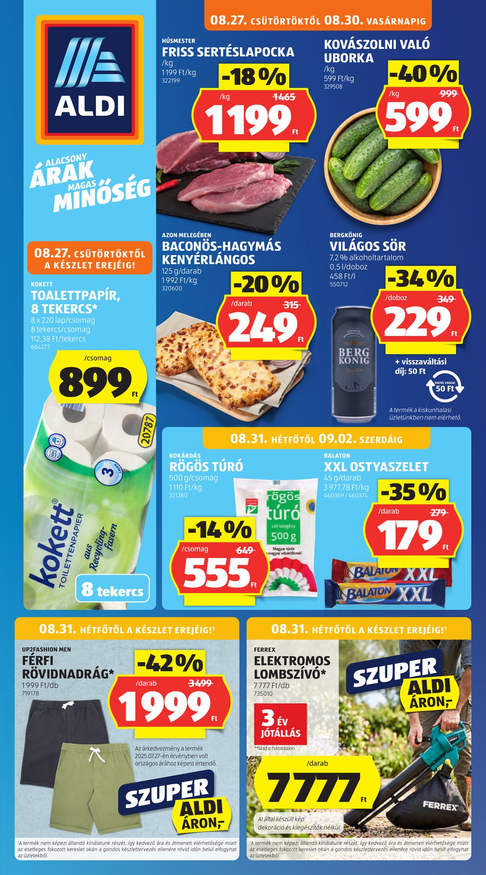 Aldi akciós újság 2026.08.27-től - 1. oldal.