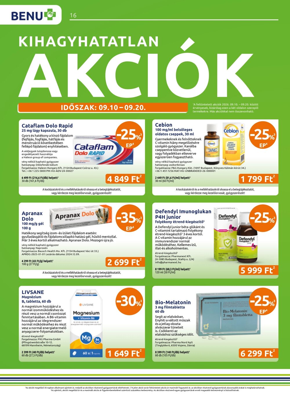 BENU Gyógyszertárak akciós újság 2026.09.01-től - 16. oldal.