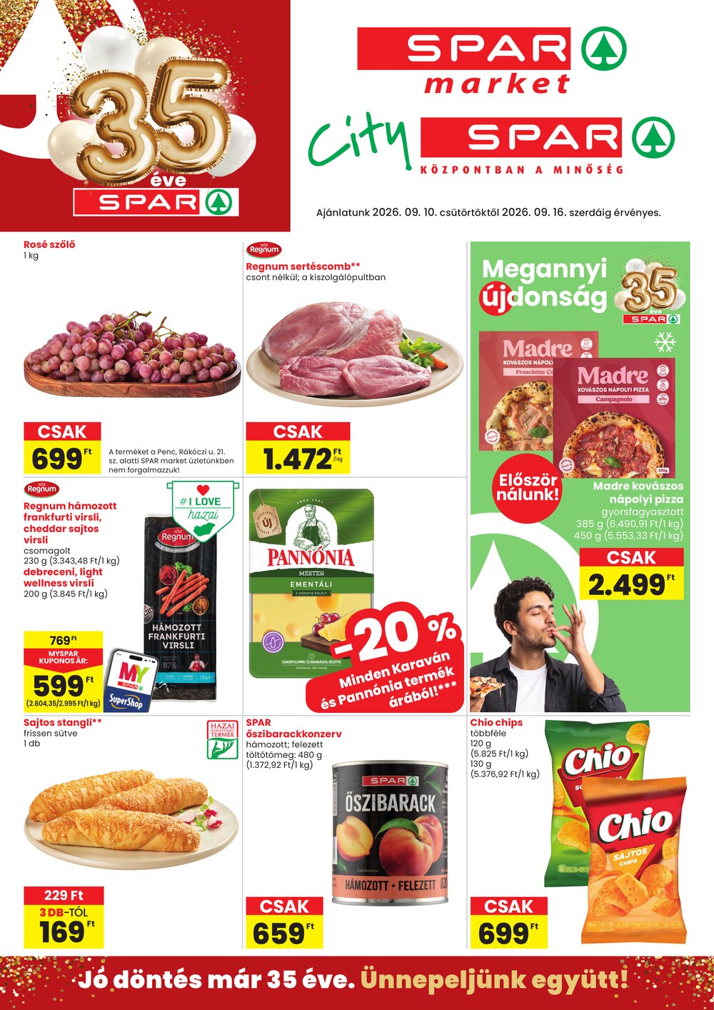 Spar Market akciós újság 2026.09.10-től - 1. oldal.