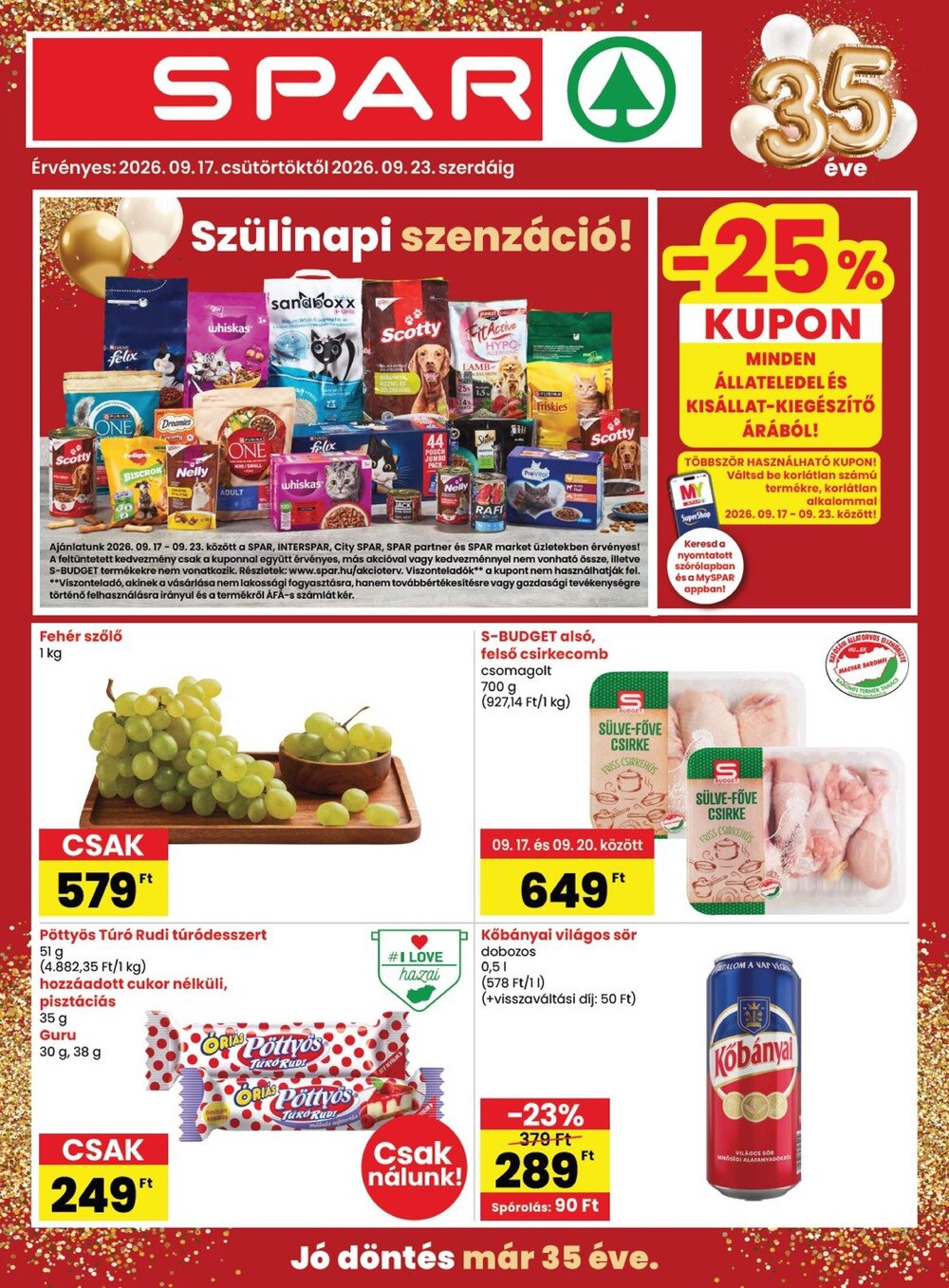 Spar akciós újság 2026.09.17-től - 1. oldal.