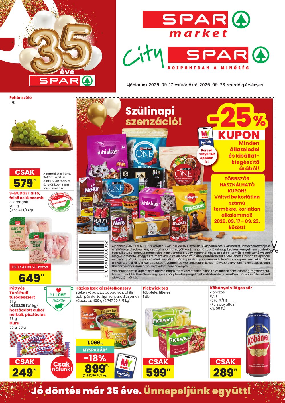Spar Market akciós újság 2026.09.17-től - 1. oldal.