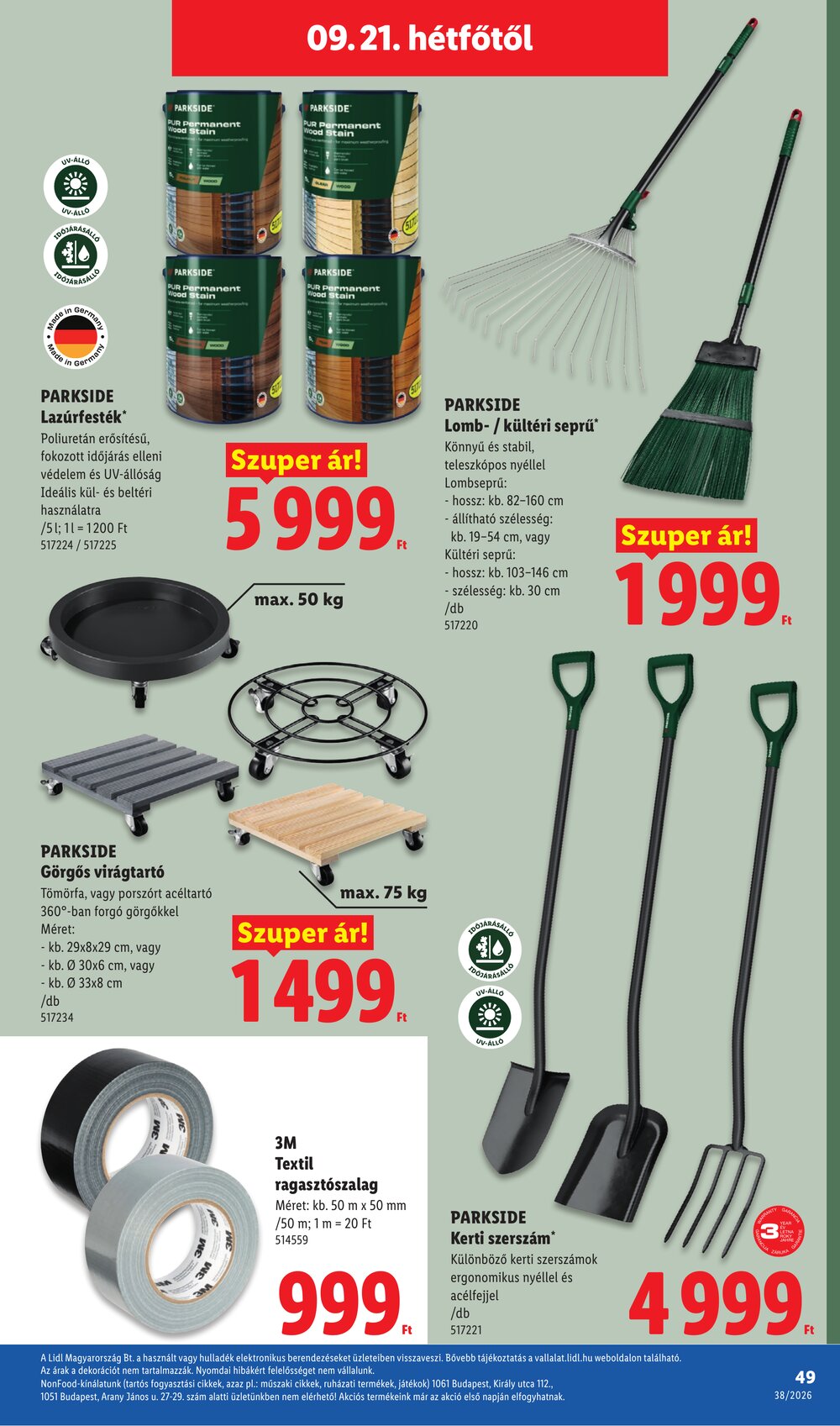 Lidl akciós újság 2026.09.17-től - 49. oldal.