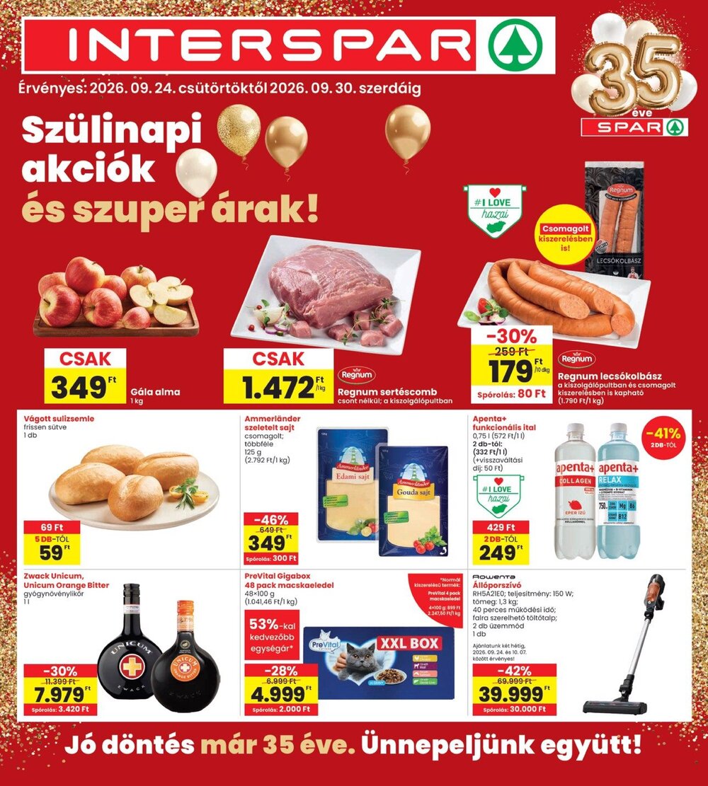 Interspar akciós újság 2026.09.24-től - 1. oldal.