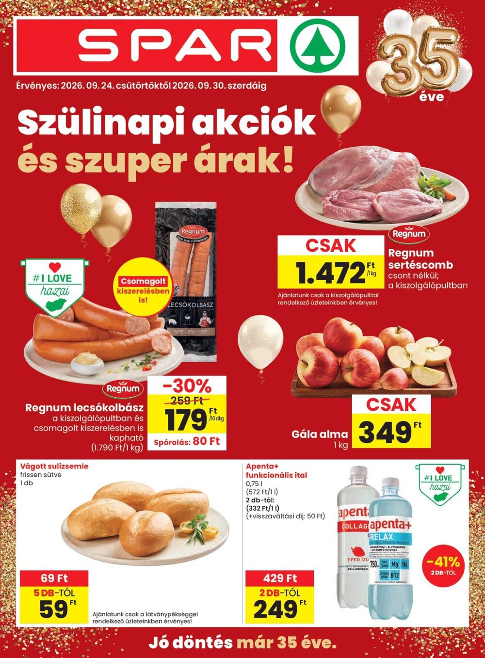 Spar akciós újság 2026.09.24-től - 1. oldal.