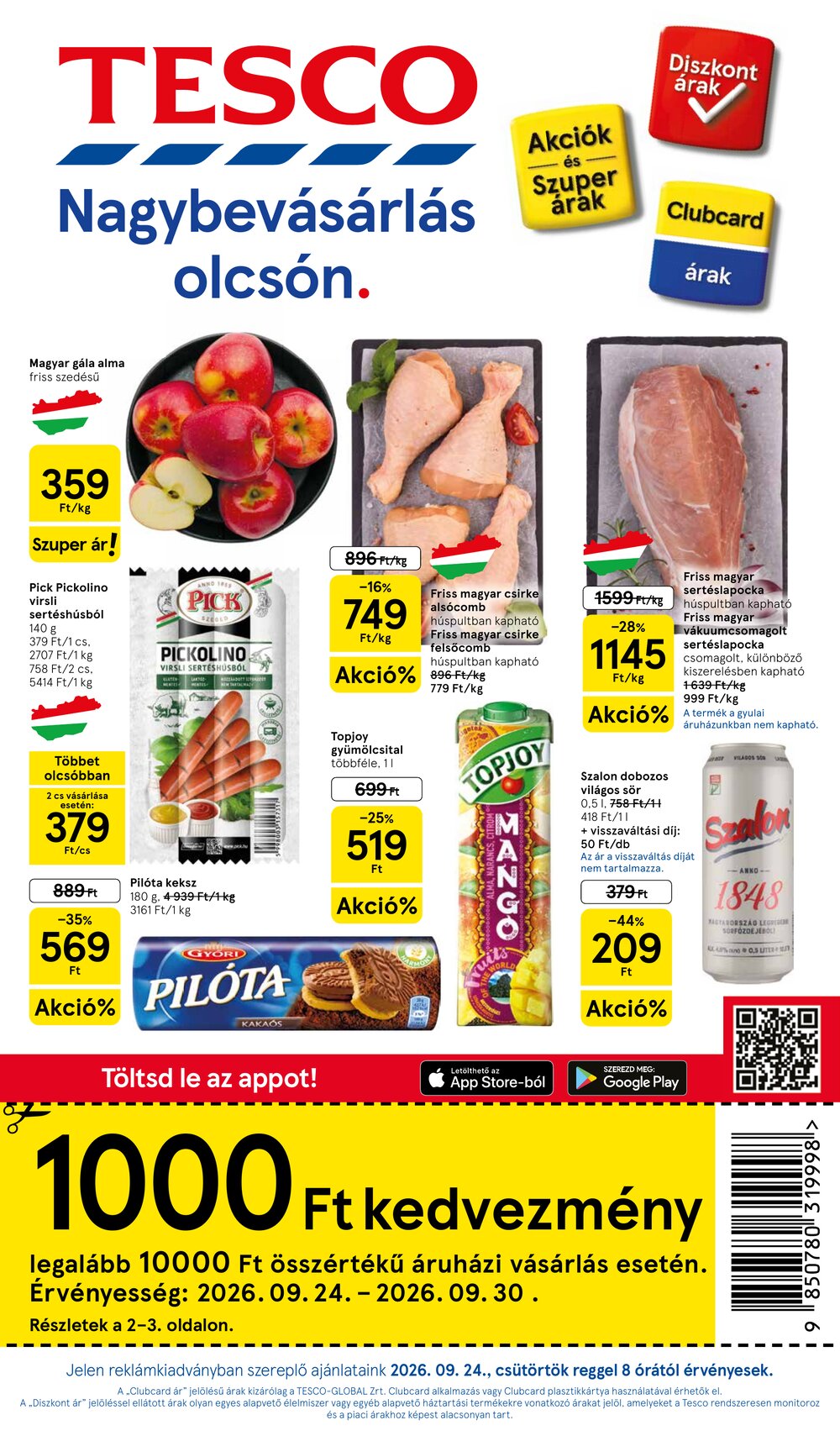 Tesco akciós újság 2026.09.24-től - 1. oldal.