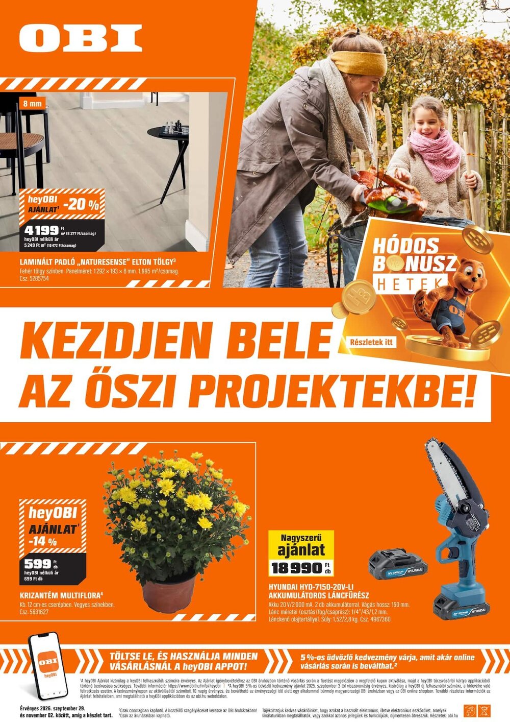 OBI akciós újság 2026.09.29-től - 1. oldal.
