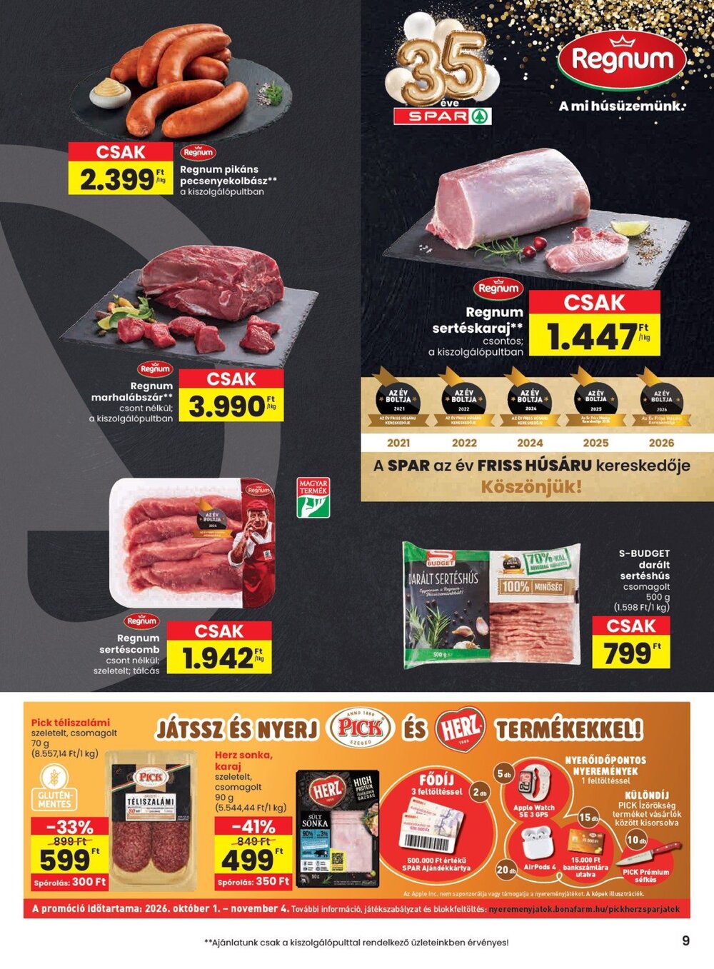 Spar akciós újság 2026.10.01-től - 9. oldal.