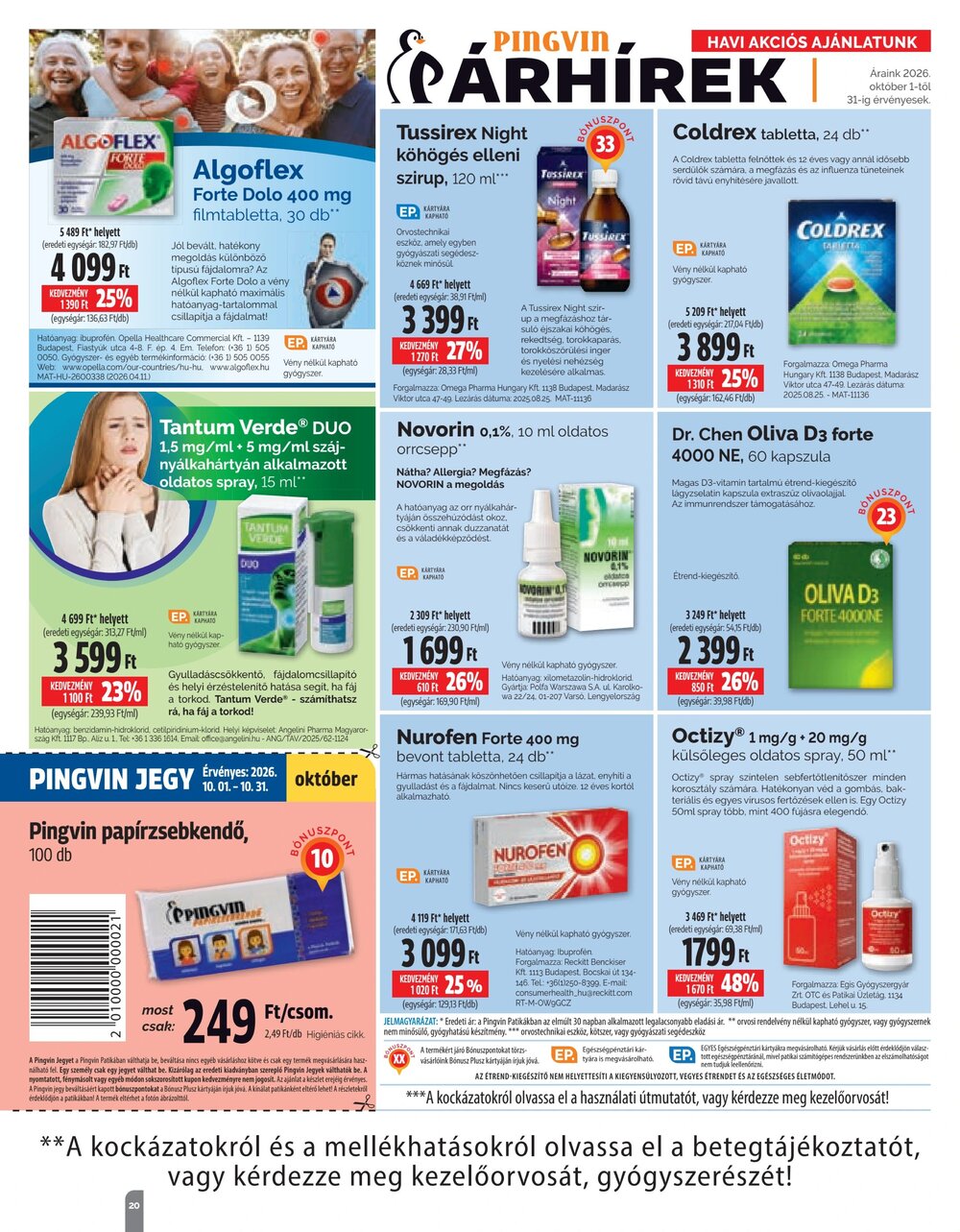Pingvin Patika akciós újság 2026.10.01-től - 20. oldal.