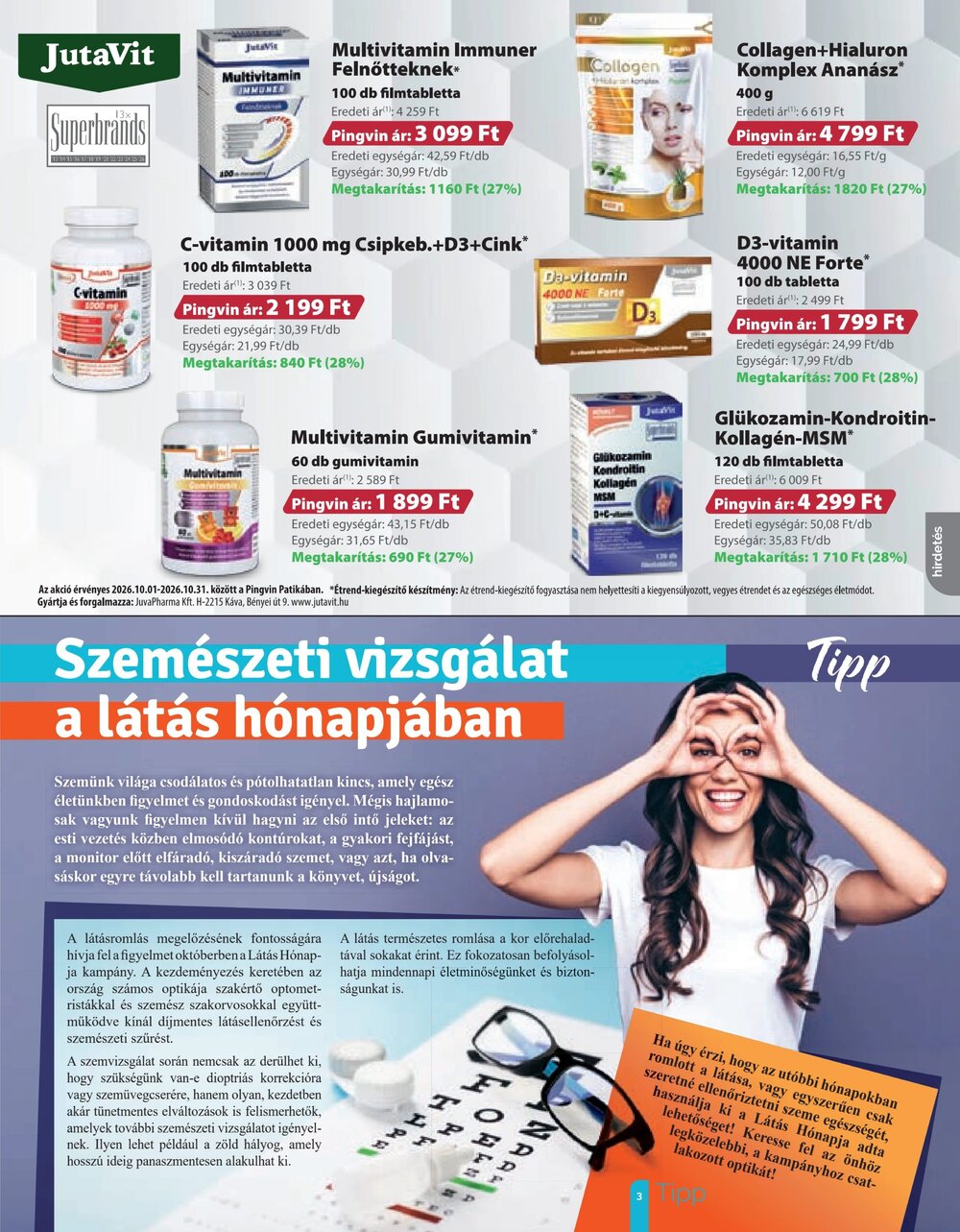 Pingvin Patika akciós újság 2026.10.01-től - 3. oldal.