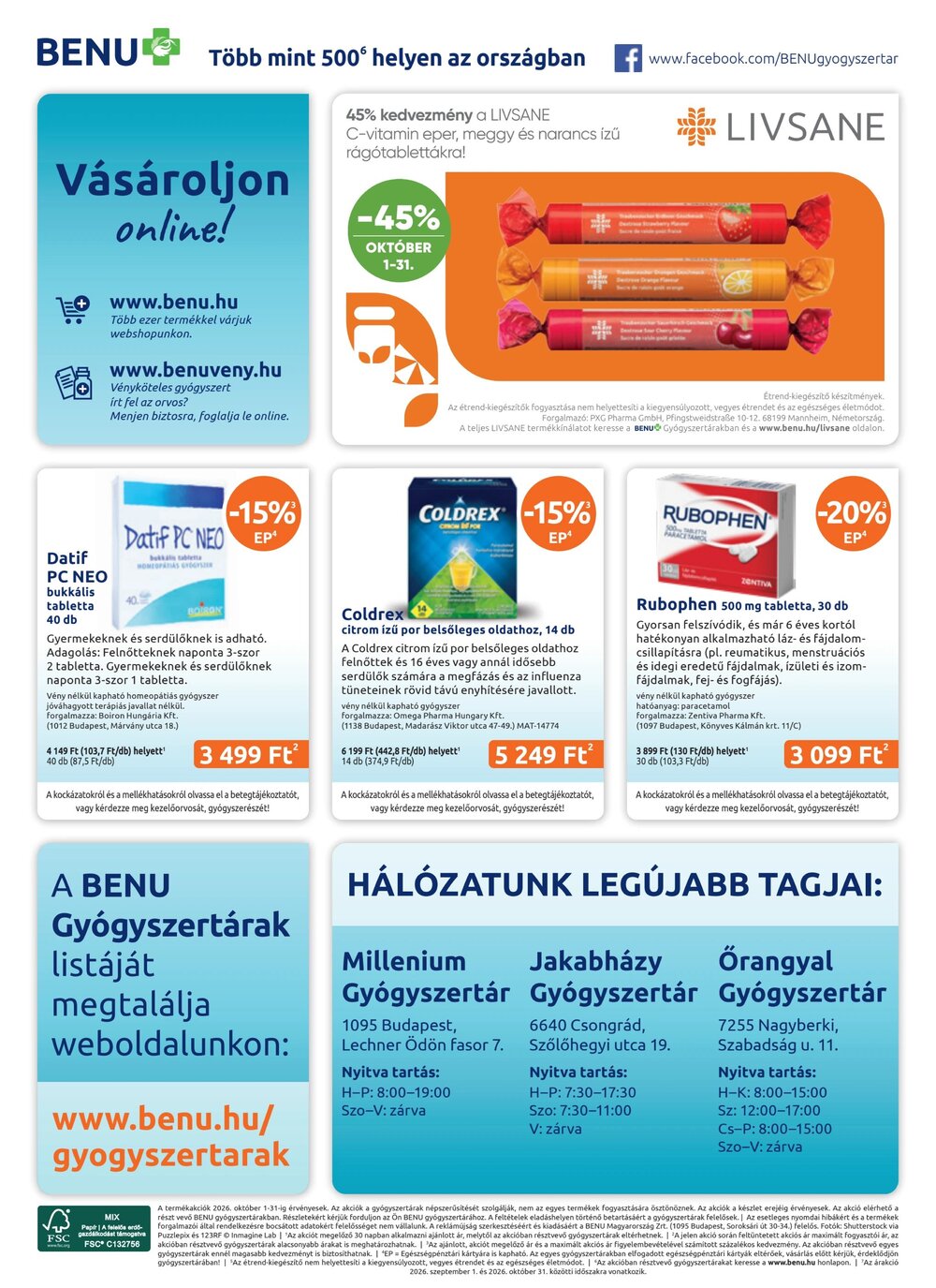 BENU Gyógyszertárak akciós újság 2026.10.01-től - 32. oldal.