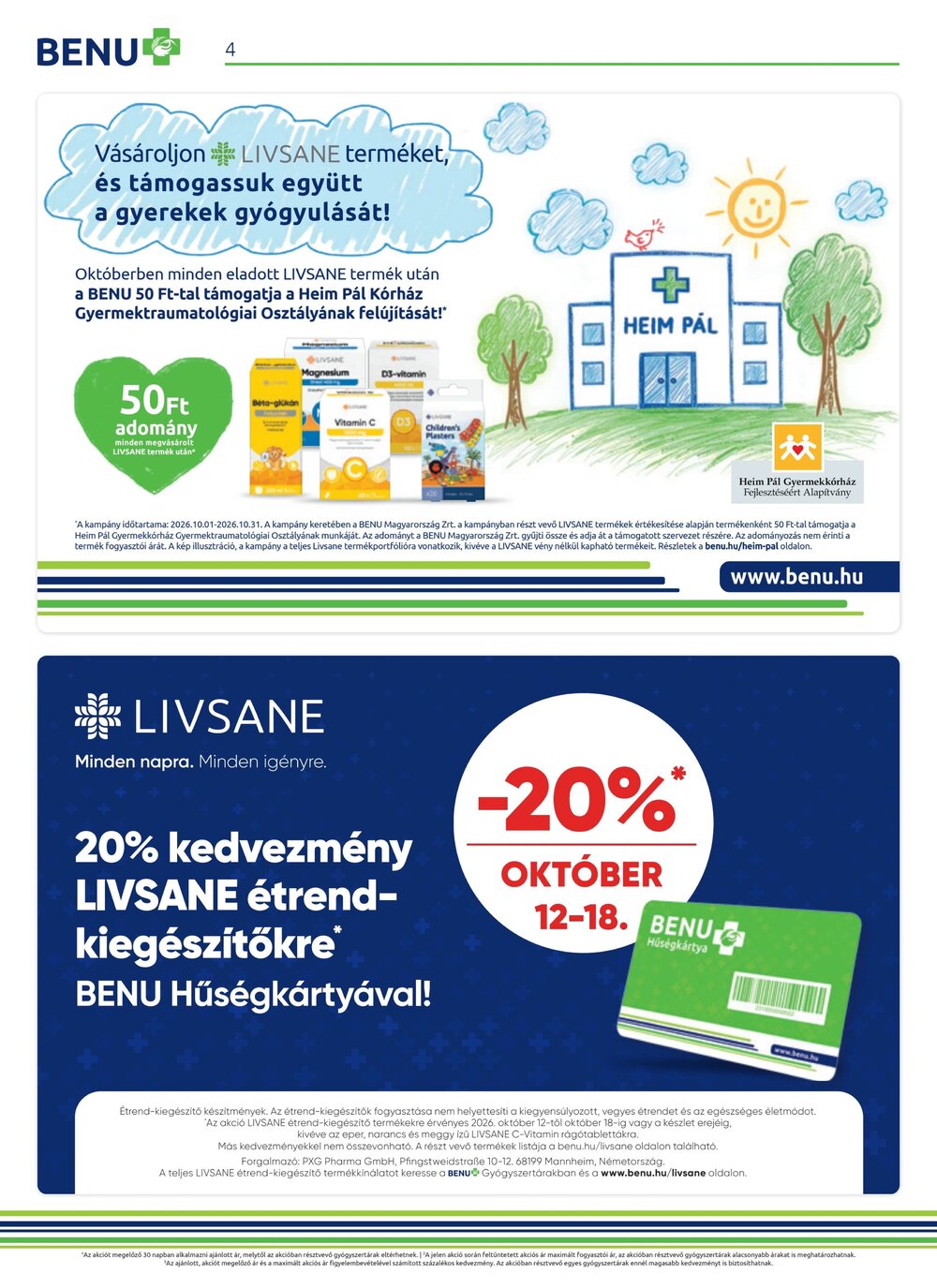 BENU Gyógyszertárak akciós újság 2026.10.01-től - 4. oldal.