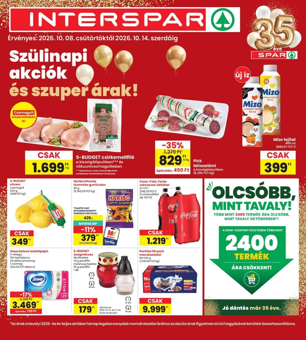 Interspar akciós újság 2026.10.08-tól - 1. oldal.