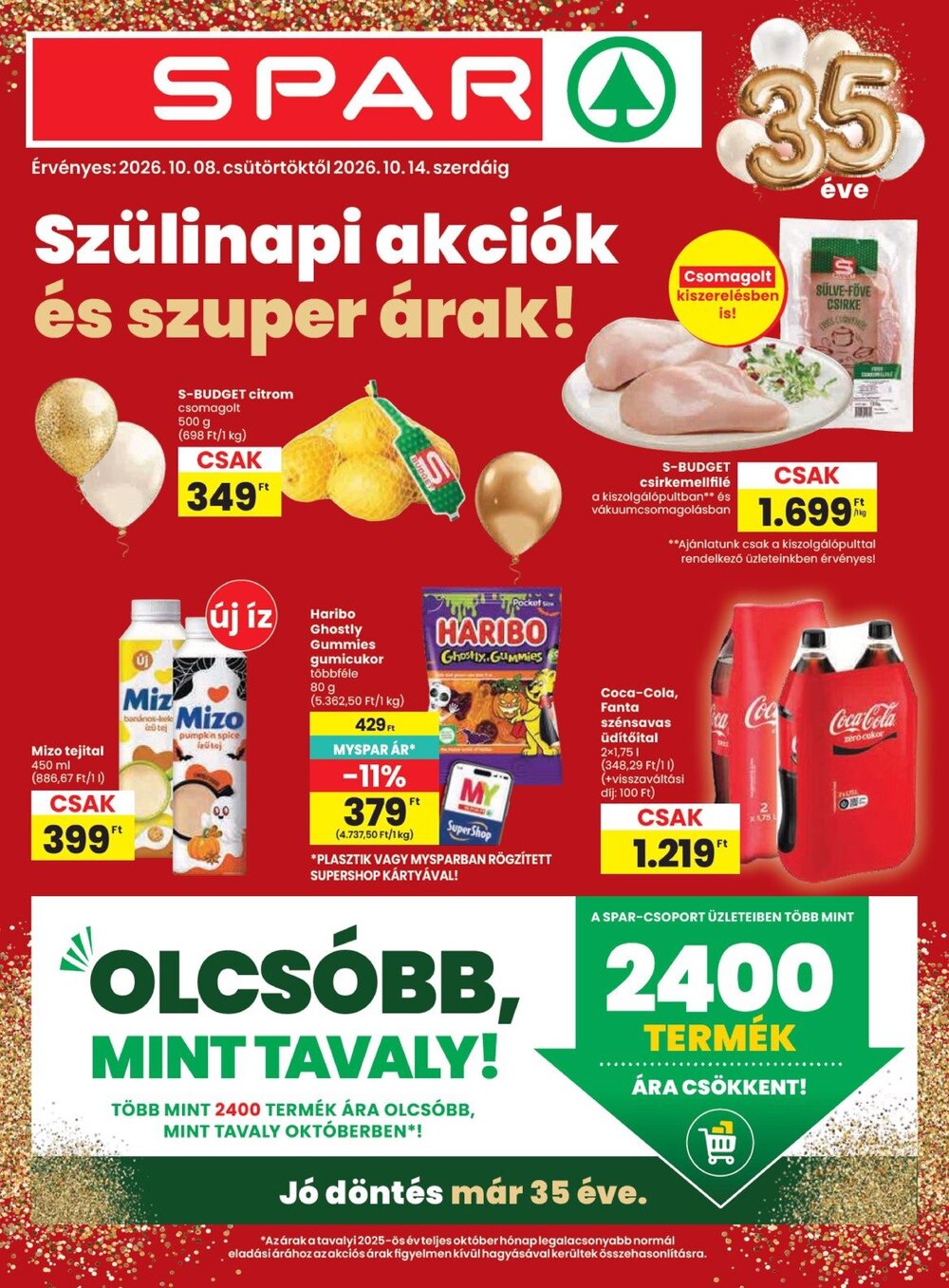 Spar akciós újság 2026.10.08-tól - 1. oldal.