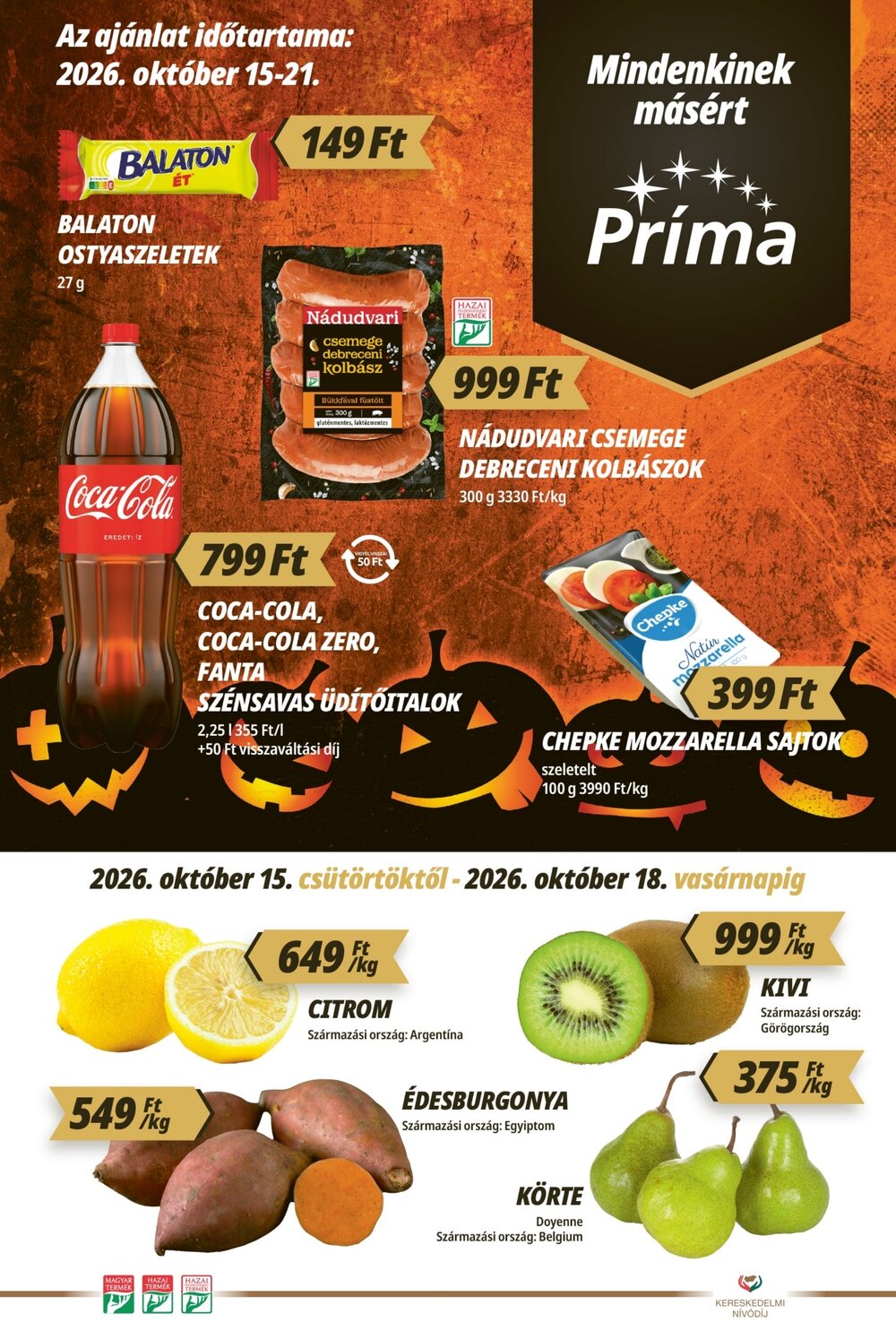 CBA akciós újság 2026.10.15-től - 1. oldal.