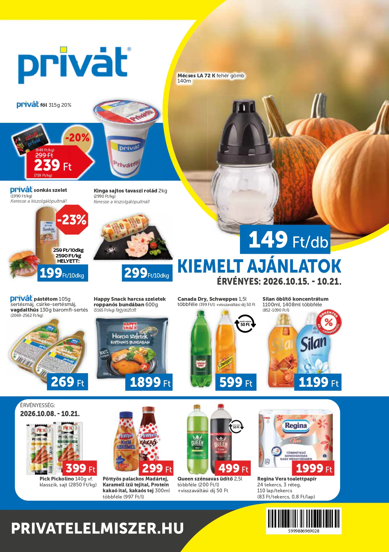 Privát akciós újság 2026.10.15-től - 1. oldal.