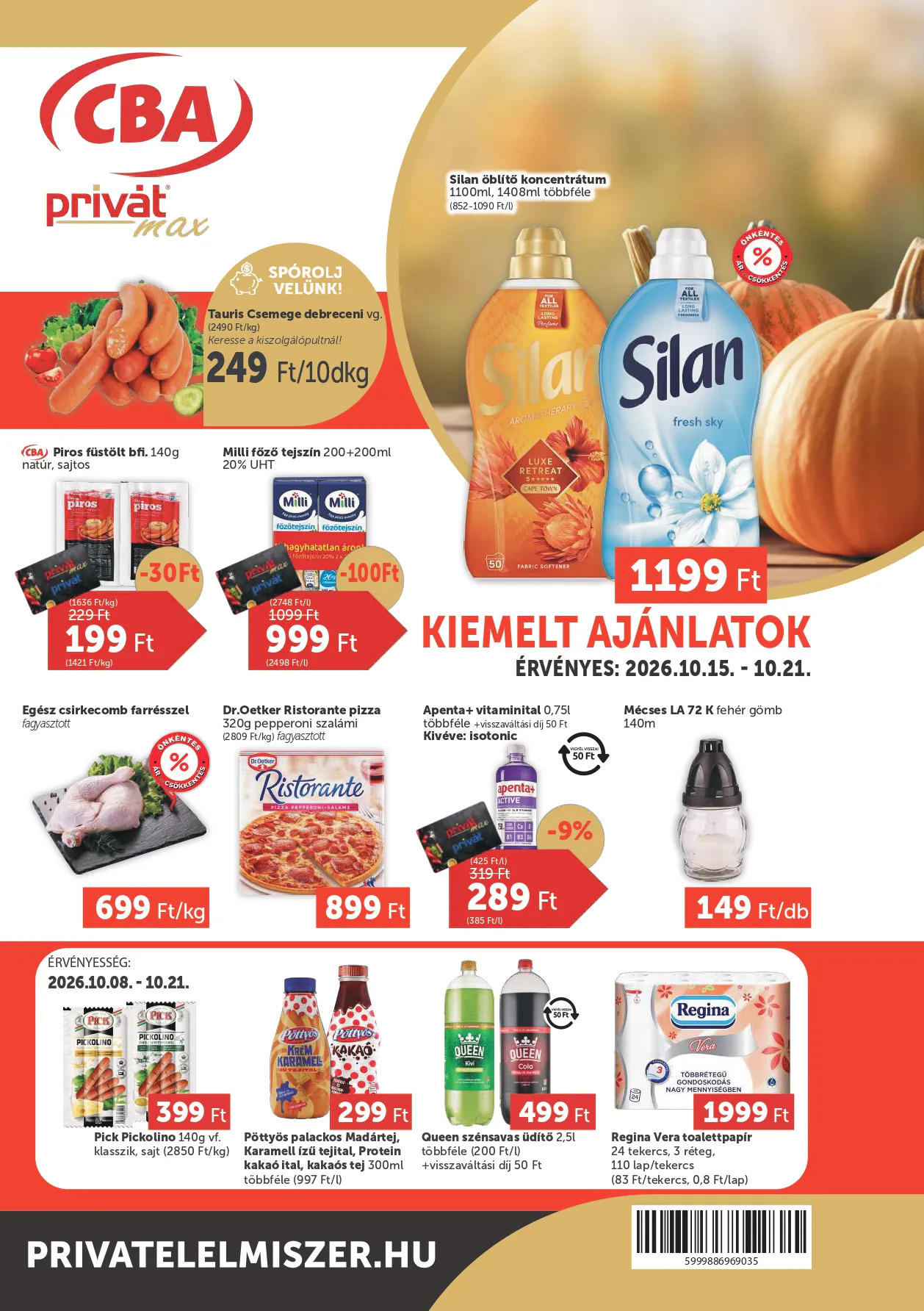 Privát akciós újság 2026.10.15-től - 1. oldal.