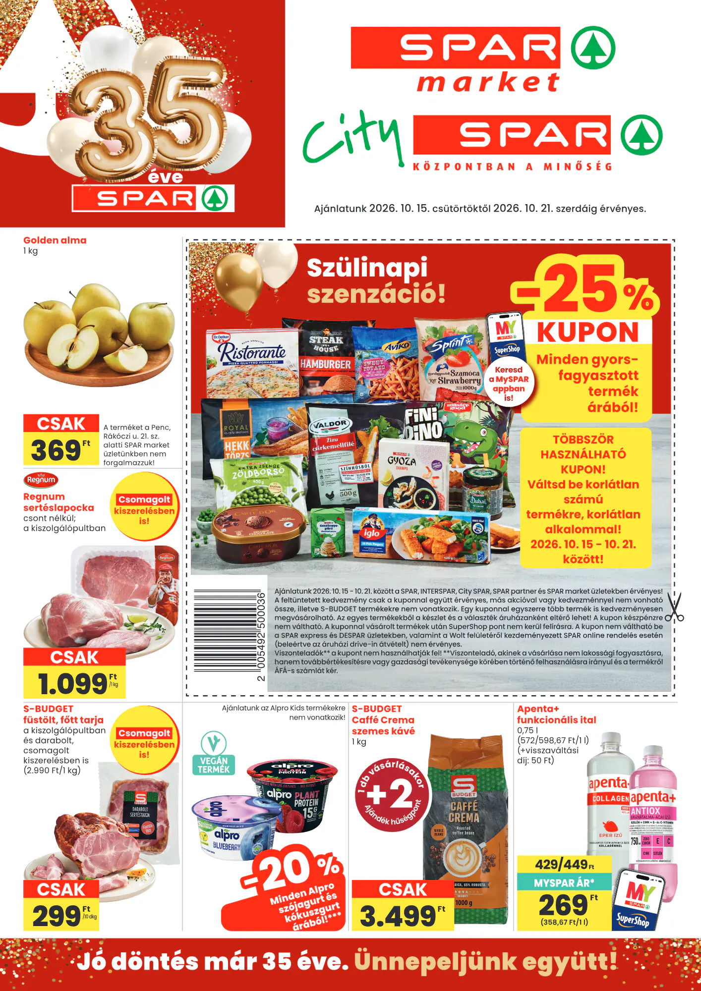 Spar Market akciós újság 2026.10.15-től - 1. oldal.