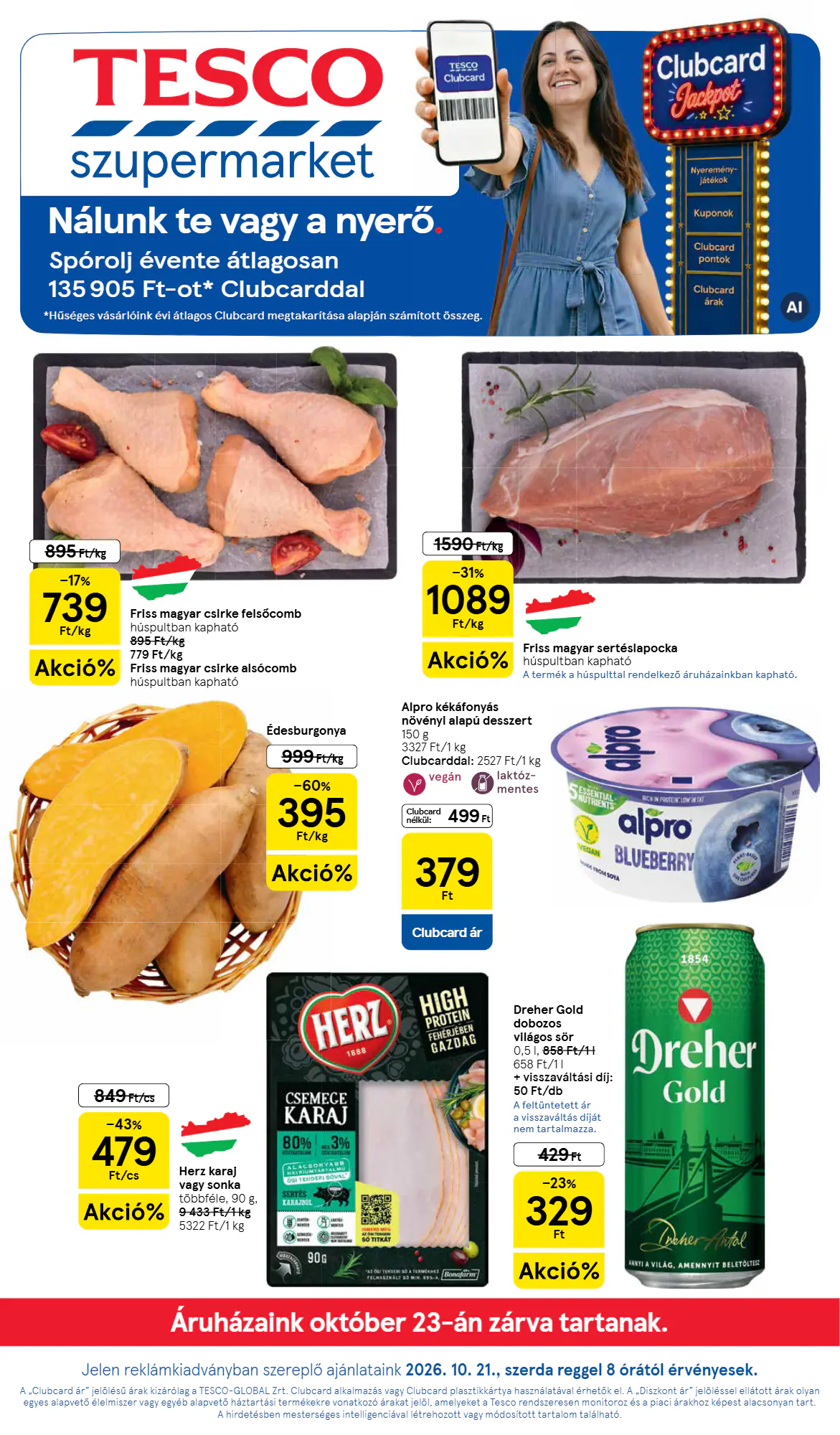 Tesco akciós újság 2026.10.21-től - 1. oldal.