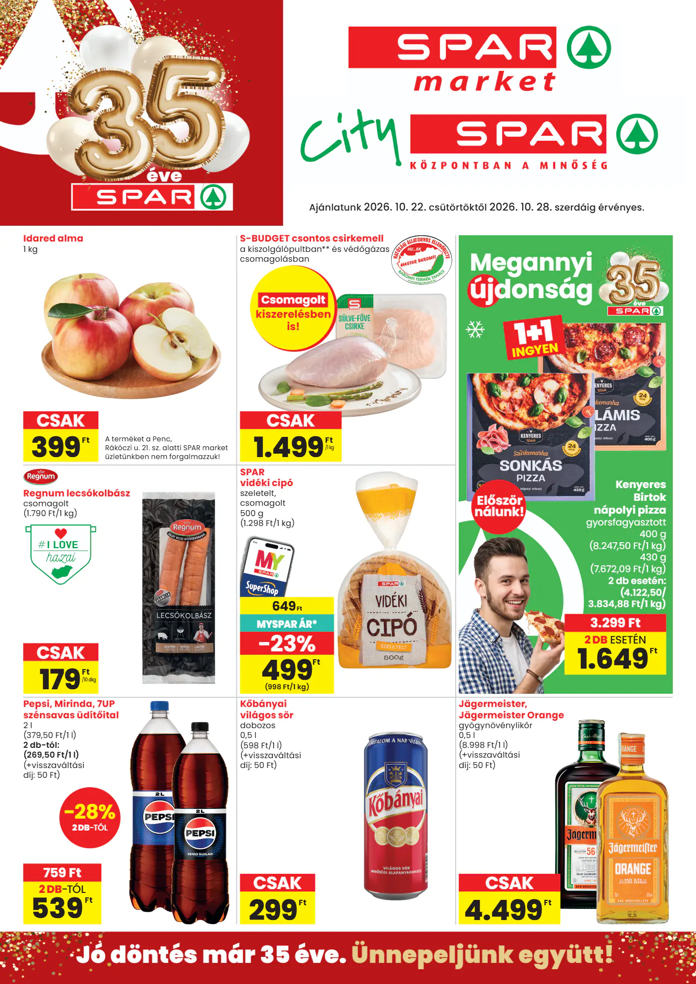 Spar Market akciós újság 2026.10.22-től - 1. oldal.