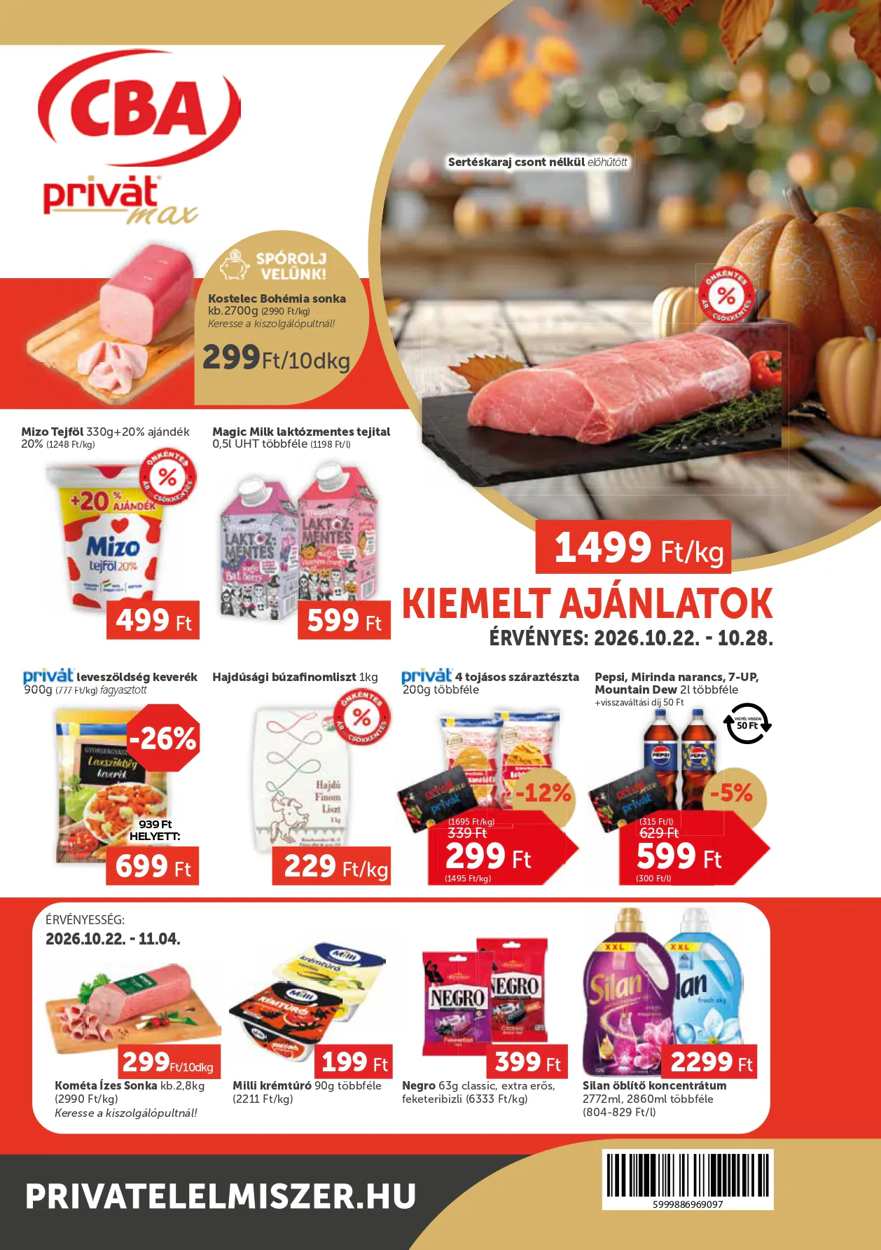 Privát akciós újság 2026.10.22-től - 1. oldal.